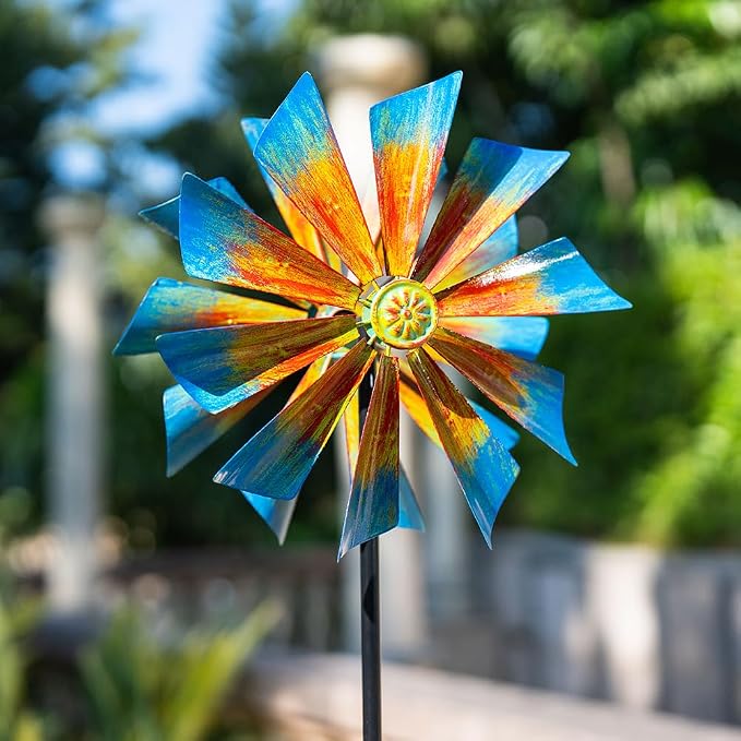 Stargarden 12.8" Outdoor Wind Spinner, Colorful Kinetic Metal Wind Spinners | Metal Yard Art for Garden Yard Patio