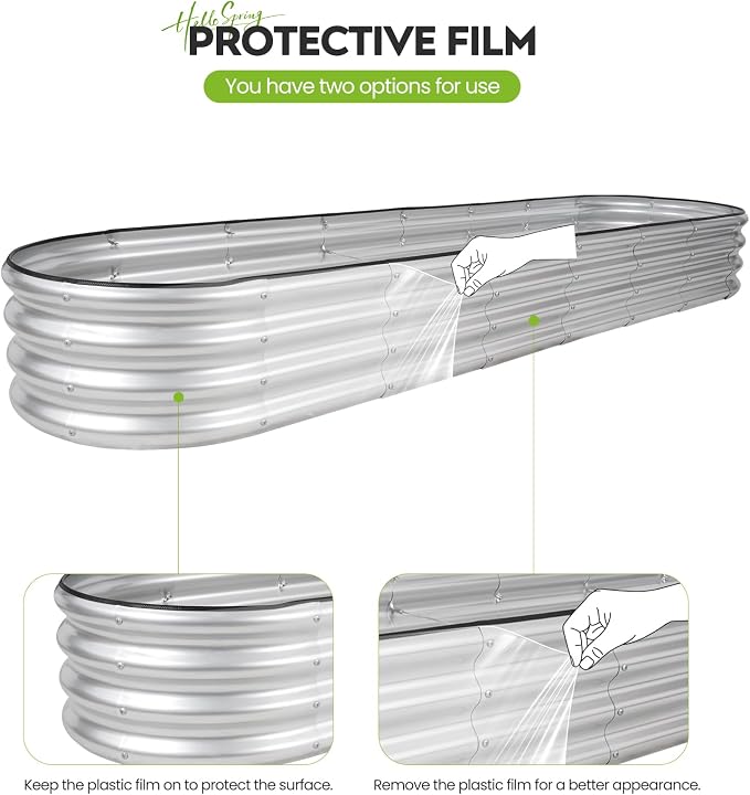 Galvanized Raised Garden Bed 2 Pack, 8x2x1ft Oval Metal Planter Box Outdoor with Support Rods & Corner Protection, Planter Beds for Vegetables, Fruits, Flowers (Silver)