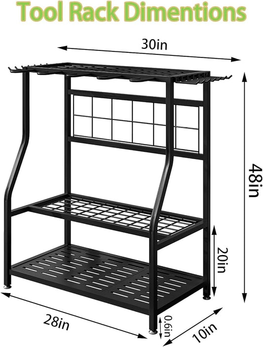 Garden Tool Organizer Yard Tool Tower Rack Shed Organization | Garage Organizers Yard Tool Organizer Heavy Duty Storage up to 60 Long Handled Sturdy Metal Steel Holder with Hooks