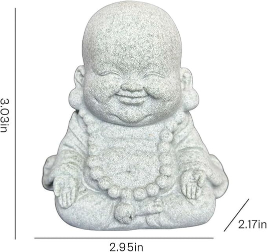 Mini Zen Meditation Buddha Statue, Tiny Sandstone Figurine for Garden Shelf | Mini monk figurine in meditation pose. Perfect for garden, fish tank, or home decor. Symbol of mindfulness and inner calm