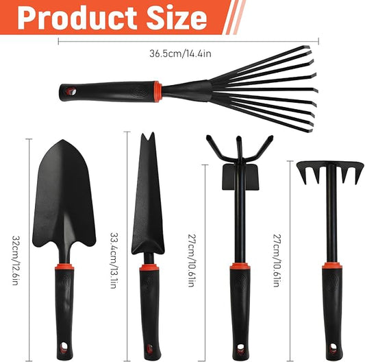 5 Pcs Set Weed Puller Tool,Hand Weeder Tool,Includes Rake, Shovel, Hand Hoe, Double-Sided Cultivator & Weed Puller Tool for Digging