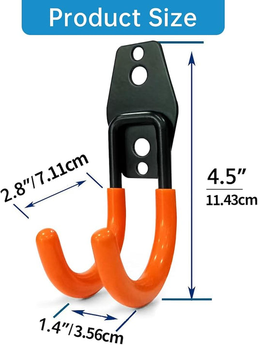 GeeWatom 2 Pack Garage Storage Utility Hooks,Garage Garden Tool Organizer,Steel Wall Mount Hooks, Garden Small U Hooks (Type O-Orange)
