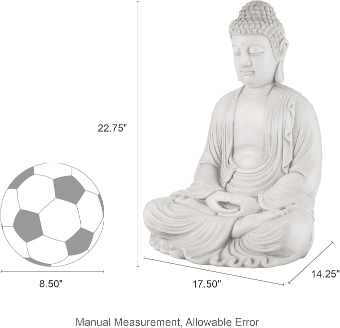 Glitzhome 22.75-inch Zen Meditation Buddha Garden Statue, Black Large Indoor and Outdoor Sculpture, Hand-Finished MGO & Fiberglass Decor for Home Patio Yard