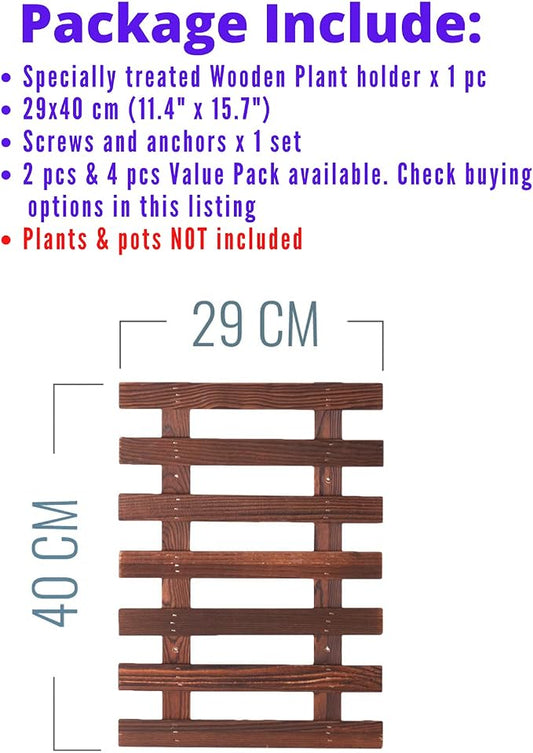 ShopLaLa Wooden Wall Planter for Succulents (40cm) Air Plant Wall Hanger | Indoor Outdoor, Live Orchid Wall Wood Display Frame Vertical Garden Balcony Deck Bathroom Macetas para Plantas De Aire