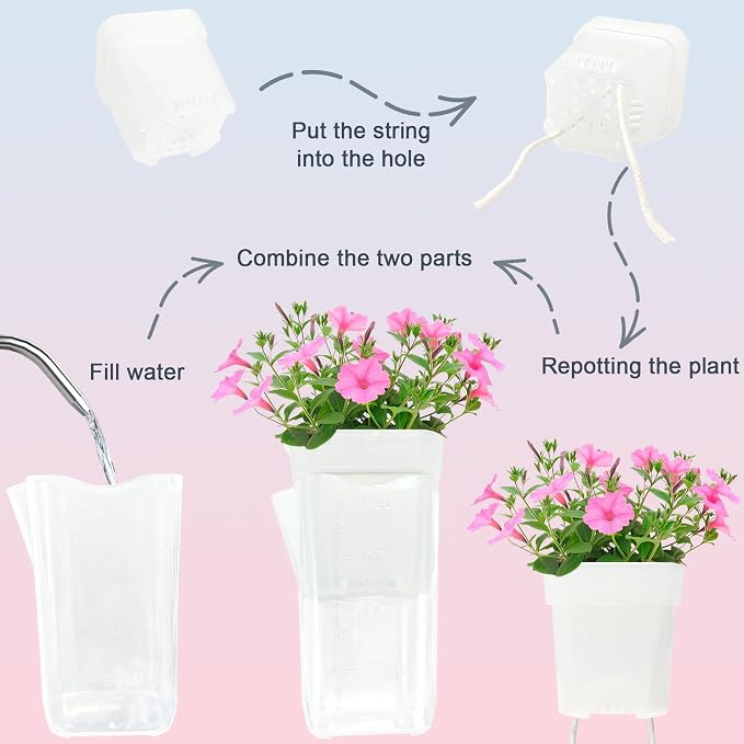 15 Pack 2" Self Watering Pots for Indoor Plants,Mini Clear Plastic Planters with Water Level Indicator & Drainage Holes for Alocasia Propagation, African Violets, Seedlings, Cuttings and Succulents
