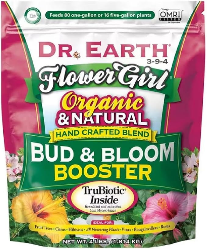 Dr. Earth GL61100518430 Fertilizer & Soil 707P Organic 8 Bud & Bloom Fertilizer in Poly Bag, 4-Pound, 4 lb, Natural (Pack of 2)