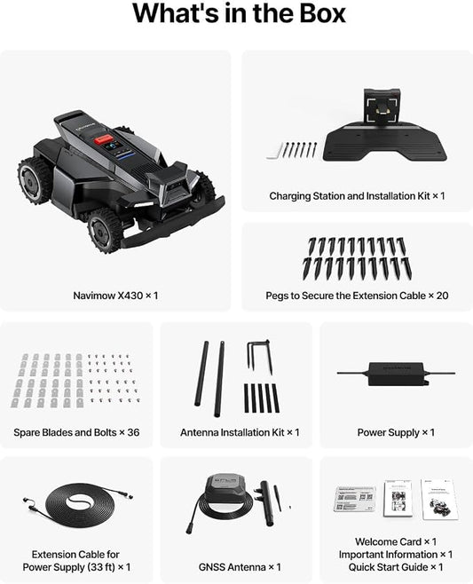 Segway Navimow X430 Robot Lawn Mower Wire Free with 4 Blade Sets, 48 Blades Total, Covers Up to 1 Acre, 4WD for 84% Slopes, Blades Ship Separately