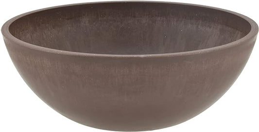 PSW Pot Collection M25C 10-inch Plastic/Stone/Wood Composite Low Bowl Planter–No Drainage Hole (Drillable), Shallow Indoor/Outer Pot for Succulents, Bonsai, Fairy Gardens, Herbs, Chocolate(Pack of 12)