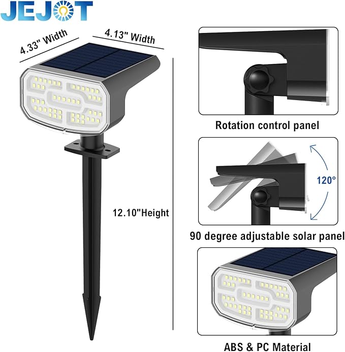 JEJOT Color Changing Solar Spot Lights Outdoor Waterproof IP65,8 Lighting Modes Multicolor RGB Christmas Spotlight for Porches Yard Gardens Landscape Deconrations-6 Pack