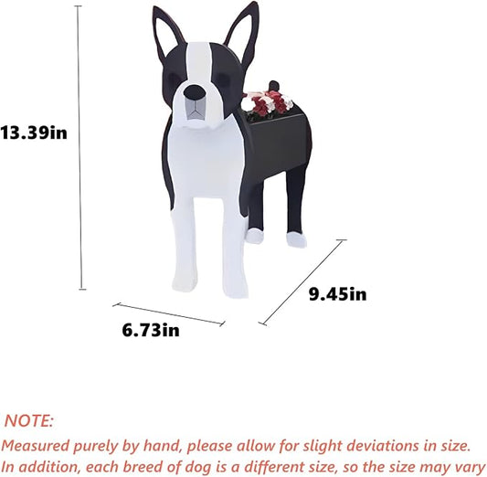 Boston Dog Planter Pots, 9.45 x 6.73 x 13.39 Inches | Dog Flower Pot, Cute Animal Shaped Plant Pot, Gifts for Women & Pet Lovers, Indoor Outdoor Garden Home Office Decor