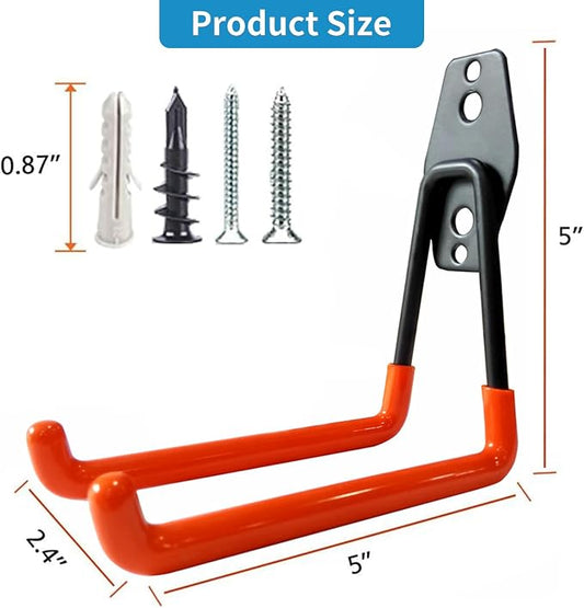 GeeWatom Garage Storage Utility Hooks,Garage Garden Tool Organizer,Steel Wall Mount Hooks, Large Garden U Hooks (2 Pack)