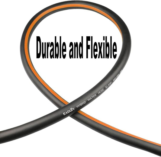Hybrid Garden Hose 5/8 IN. x 25 FT, Heavy Duty, Lightweight, Flexible with Rotatable Grip Handle and Solid Brass Fittings, Gray+Orange