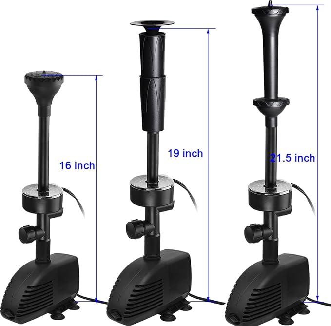 660GPH Submersible Pump Pond Fountain with Inside Filter and RGB Colorful LED Light, Multiple Water Fountain Spray Nozzles Kit for Garden PondIndoor and Outdoor Landscape