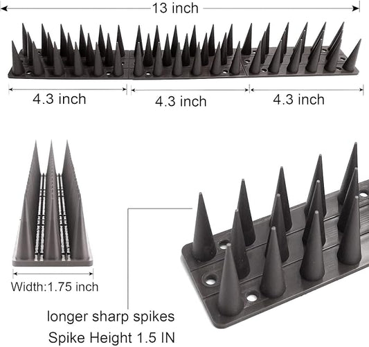 Bird Spikes, 20 Pack Bird Deterrent Spikes for Pigeon Squirrel Raccoon Crow Cats Bird Defender Spikes for Outside to Keep Birds from Walls, Railing and Roof (22 FT)