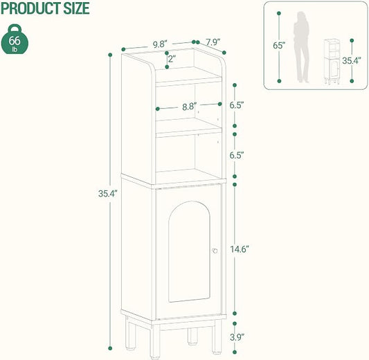 Hzuaneri Bathroom Storage Cabinet, Small Corner Floor Cabinet with Door and Shelves, Narrow Toilet Paper Holder, Bathroom Organizer with Adjustable Shelf, for Small Spaces, Rustic Greige BC38205GV1