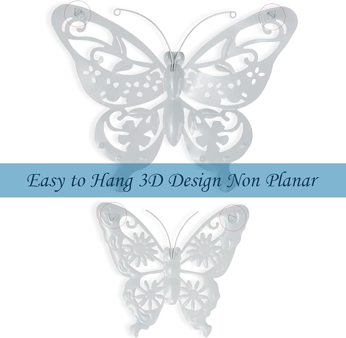 SUNREEK 6Pcs Metal Butterfly Wall Decor, 14Inch/9Inch Outdoor Butterfly Wall Art for Fence Garden Yard Room Patio Balcony Decorations