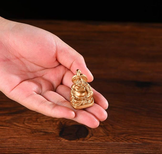 6Pcs 1'' Gold Resin Laughing Buddha Figurines, Tabletop Lucky Decor | Mini Maitreya Buddha Statue, Flower Pot Statue, Home Office Desk Decor, Fengshui Collection Gift Ornaments