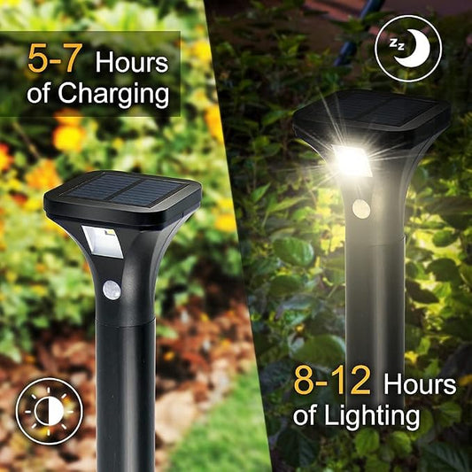 AURAXY Solar Outdoor Lights with Motion Sensor – Waterproof LED Pathway Lights for Yard, Garden, Walkway, Driveway – Auto On/Off, Easy Installation (8 Pack)