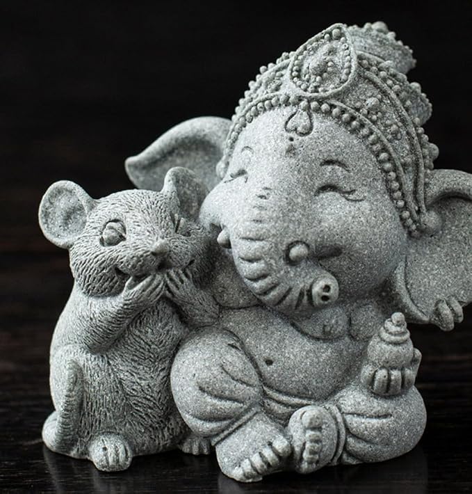 livelyfish Small Elephant Statue Sandstone Figurine Hindu Meditation Buddha Sculpture for Fish Tank Aquarium Decoration (C)