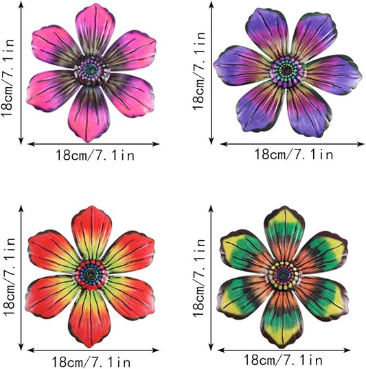 WJPFZSO 7.1 in Metal Flower Wall Decor -Outdoor Fence Wall Art Decor Hanging Decor for Garden, Patio, Living Room (4 Pack)