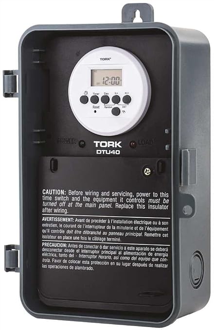 NSi Industries TORK DTU40 Indoor/Outdoor, 7-Day 40-Amp Universal Multi-Volt Digital Appliance Timer - 24-Hour Programming - Multiple On/Off Settings - 120-277-Volt - Compatible with Incandescent/Compact Fluorescent/LED - Automatic Voltage Detection