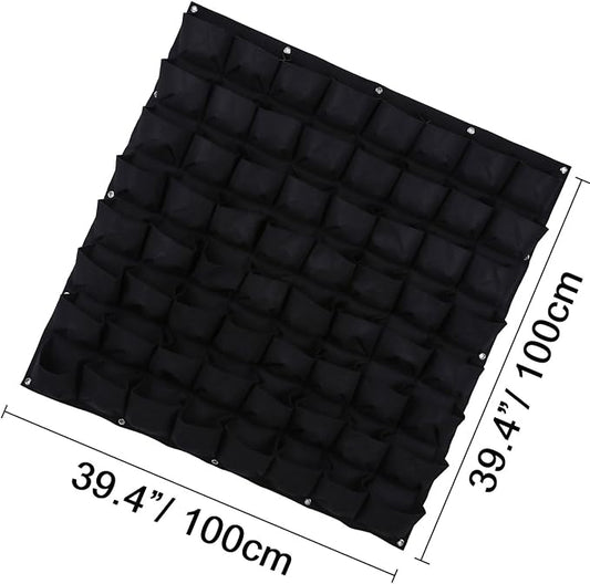 Ogrmar 64 Pockets Vertical Wall Garden Planter Plant Grow Bag for Flower Vegetable for Indoor/Outdoor (64 Pockets, Black)