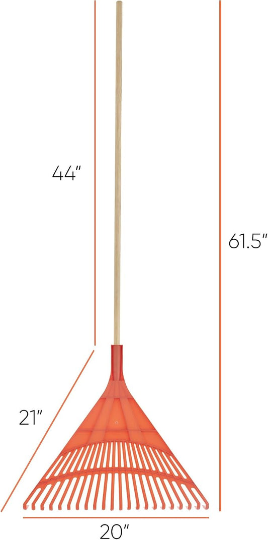 Superio Kids & Adult Rakes with Hardwood Handle, Durable Plastic Head to Sweep Leaves in Lawn and Tidying Up The Garden, Kids Size 34" Adult Size 61"