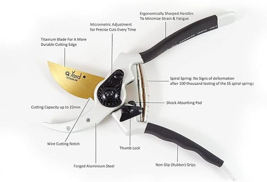 Heavy Duty Titanium Classic Style Bypass Pruning Shears