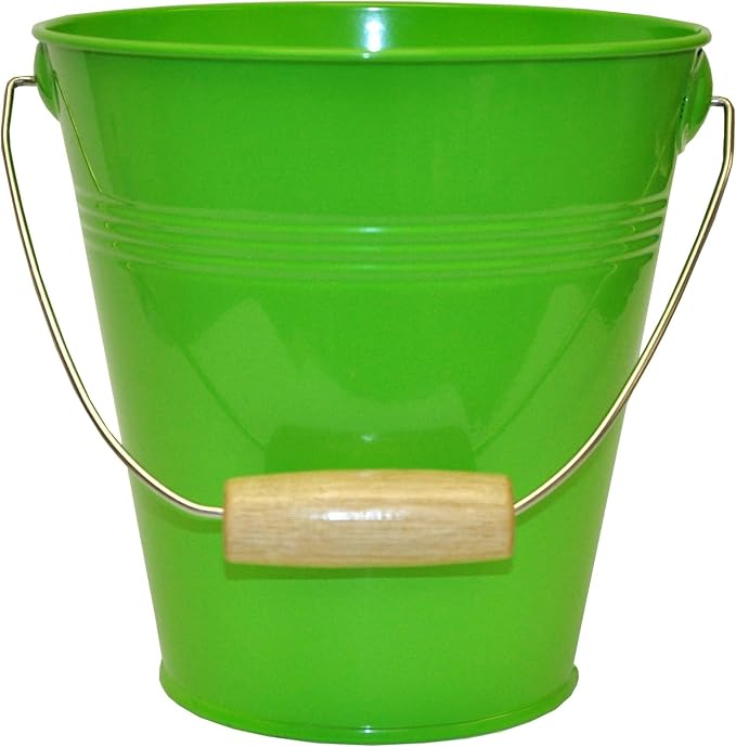 G & F Products JustForKids Garden Tool Set - Green Metal Pail with Real Mini Shovel, Rake & Cultivator, Wooden Handles, Perfect for Outdoor Play, Gardening Fun, and Educational Activities for Kids