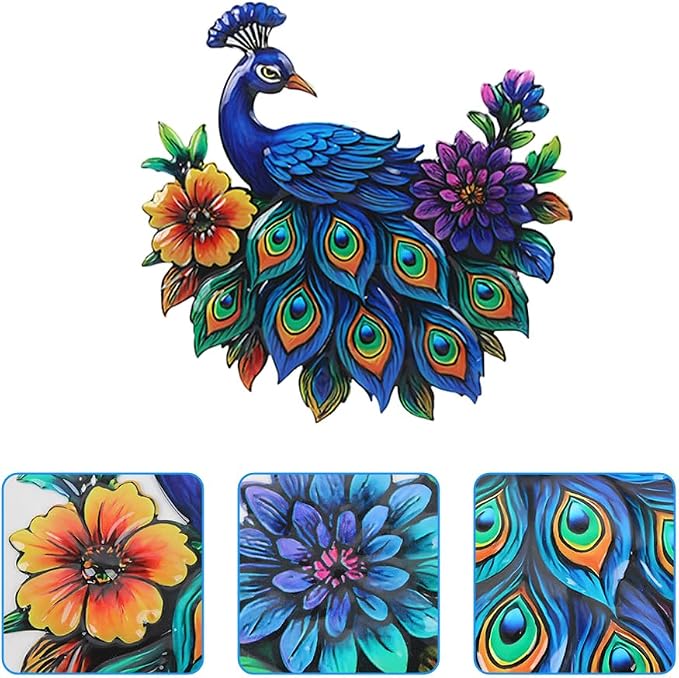 dreamskip 3 Piece Metal Peacock Wall Decor, Iron Tropical Peacocks Wall Art, Outdoor Metal Birds Garden Wall Decors Sculptures for Patio Fence Living Room Housewarming Gifts