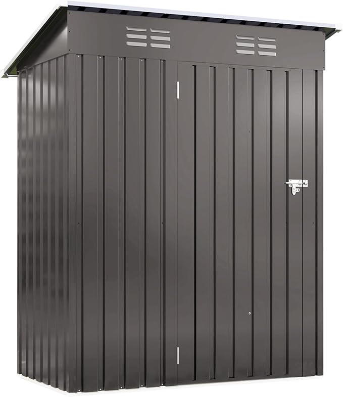 YOPTO 5X3 FT Sheds & Outdoor Storage,Metal Waterproof Tool Sheds with Pitched Roof and Lockable Door,Backyard House Buildings w/Vents,for Garden Sundries Sundries Bike,Gray