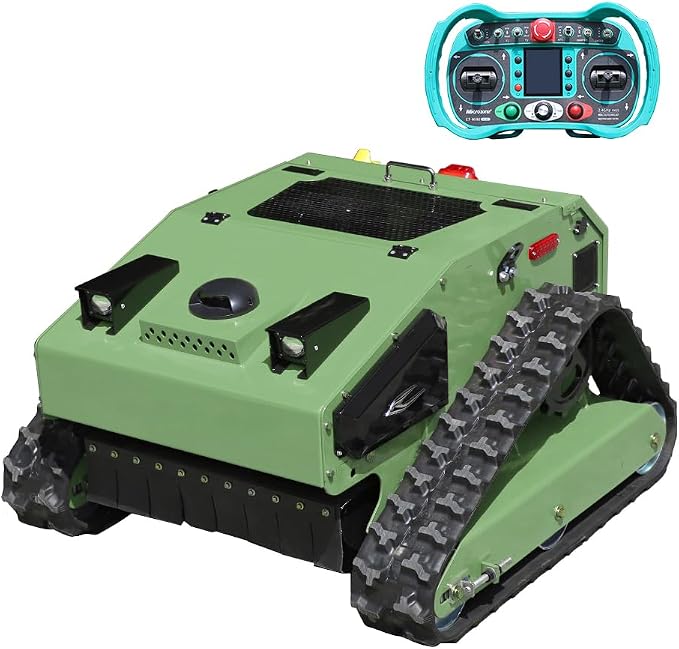 Infront Remote Control Lawn Mower with Enclosed Cabin, 55° Slope Climbing | 55° slope climbing capability,Brushless motor,Downward heat dissipation,Enclosed design,Industrial‑grade remote control