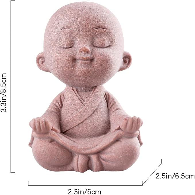Sitting Buddha Meditation Zen Figurines Decor Small Monk Statue for Fish Tank Aquarium Garden Decoration (Pink)