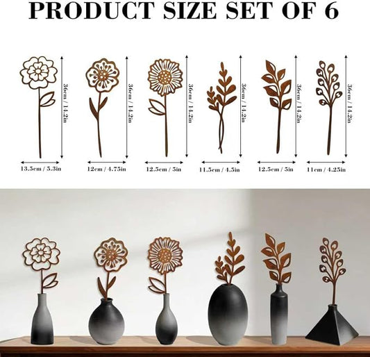 Rustic Metal Flowers, Decorative Flowers Plants Stakes Outside Art, Metal Garden Stakes Decorative Flower Bed Decor, Decorative Stakes Garden Art for Pots Vase Patio Lawn Yard Home Office