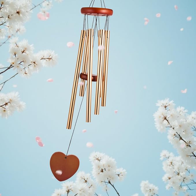 Wind Chimes for Outside – 25.5" Aluminum Windchimes Outdoors for Garden, Patio Decor, Memorial Gifts for Mom, Sympathy Gift for Loss of Loved One, Sister Gifts for Birthdays, Mother's Day(Gold)