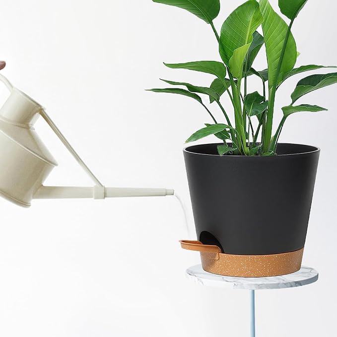 Plant Pots Self Watering Planters with Drainage Hole and Reservoir Large Flower Planting Pots for Indoor Outdoor Plants Plastic Succulent Pot Gift Idea 2 * 12Inch