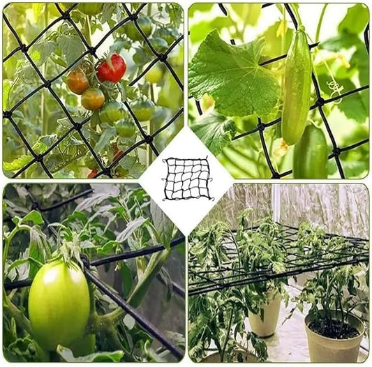 2 Pcs Scrog Net 2x2 FT Trellis Net for Grow Tent Elastic Trellis Netting with Hooks, Loop Tape, Garden Label for Indoor Plant Growing Tents Garden Plant Climbing Plants Support, Black