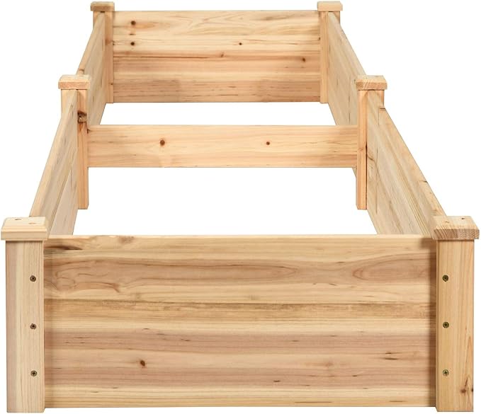 S AFSTAR Wooden Raised Garden Bed, Divisible Planter Box Kit, Outdoor Elevated Flower Planting Raised Bed, Above Ground Planters or Vegetables Grass Lawn Yard Backyard Patio (97" L x 25" W x 10" H)