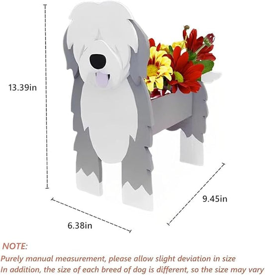 English Shepherd Dog Planter Pots, 9.45 x 6.38 x 13.39 Inches | Dog Flower Pot, Cute Animal Shaped Plant Pot, Gifts for Women & Pet Lovers, Indoor Outdoor Garden Home Office Decor