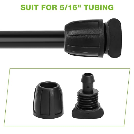 Bonviee 10 Pack 5/16” Drip Irrigation End Cap Connectors, Barbed Lock End Plug Fittings for 5/16 Inch Tubing, Leak-Proof Closure for Garden Hose Drip Line Termination, Easy No-Leak Installation