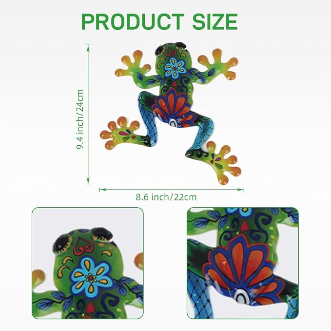 3 Pcs Metal Frog Decor Outdoor Wall Art Mexican Metal Frog Hanging Wall Sculpture Outside Garden Fence Patio Home Yard Art Decoration Gifts for Adults