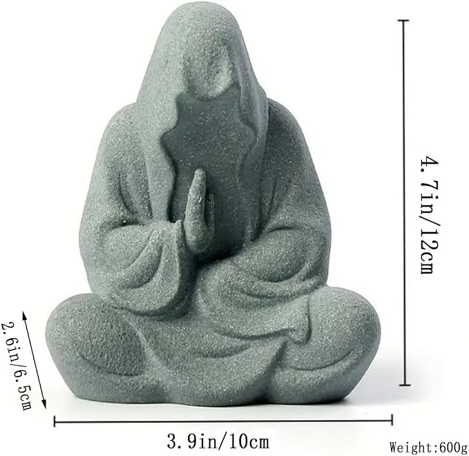livelyfish Aquarium Buddah Statue Sandstone Zen Buddha Sculptures for Garden Fish Tank Home Decorations (2)