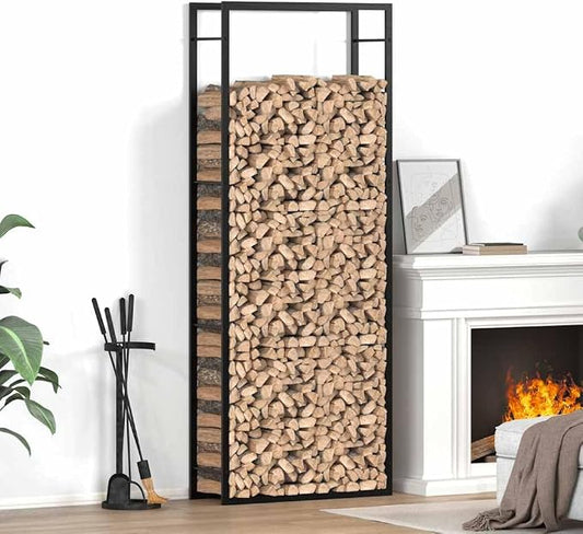 vidaXL Firewood Rack Matt Black 31.5x11.0x87.4" Steel