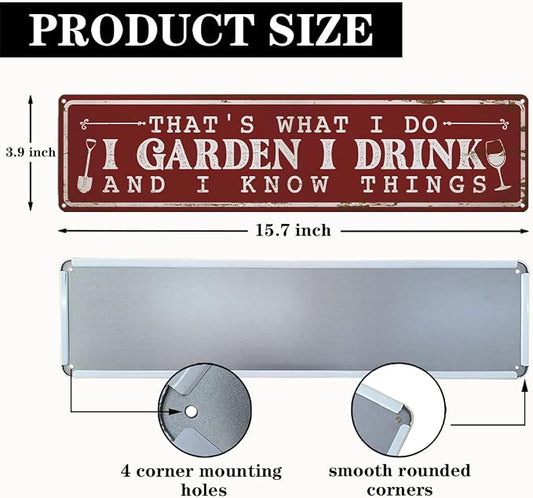 Funny Garden Metal Tin Sign, That’s What I Do I Garden, Vintage Farmhouse Outdoor Wall Decor, for Porch Yard Patio, Gift for Gardening Lover, 15.7 x 3.9 Inches