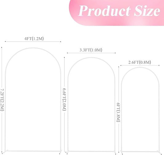Wokceer Wedding Arch Backdrop Stand 7.2FT, 6.6FT, 6FT Set of 3 White Metal Wedding Arch Stand for Wedding Ceremony Baby Shower Birthday Party Garden Floral Balloon Arch Decoration