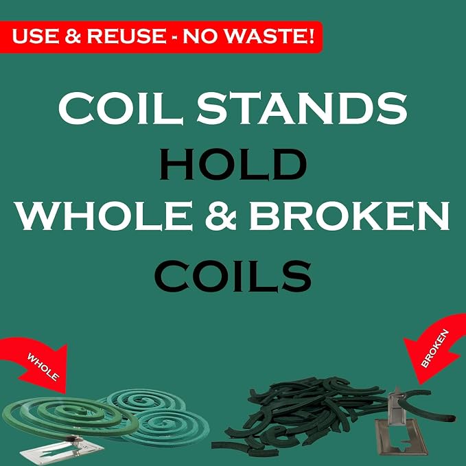 W4W Mosquito Repellent Coils - Outdoor Use Reaches Up to 10 feet - Each Burns for 5-7 Hours (Three Pack Contains 12 coils & 6 Stands)