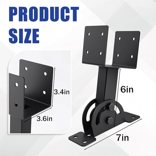 3 Pcs 4“x 4”Heavy Duty Roof Riser Brackets Kit | Adjustable Height Angle Pergola Brackets|Roof Riser Beam Bracket for Gazebos|Carports|and Patios