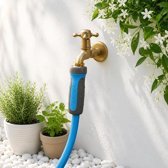 FEVONE Heavy Duty Garden Hose 12 ft, Hybrid Polymer Water Hose | Flexible, Leak-Free, Lightweight, 5/8 ID, 600 PSI, 3/4 GHT Aluminum Fittings with Swivel Handles