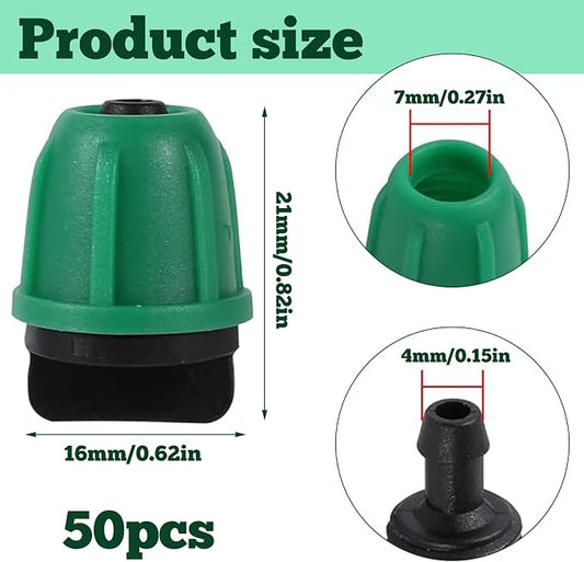 50 Pcs 1/4 Inch Irrigation Tubing End Plugs Fittings,(0.17" ID x 0.25" OD) Lock Barbed End Plugs for 1/4" Tubing Drip Line Plugs End Cap for Drip Irrigation System Connection Parts(Green-End Cap)