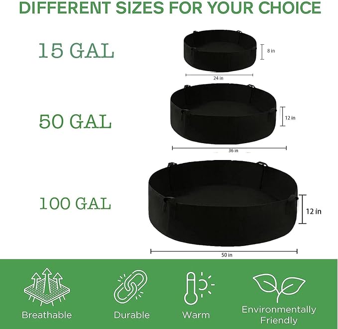 ZtohPyo 2-Pack 50 Gallon Plant Grow Bags, Large Fabric Raised Garden Bed with Handles,Durable Garden Beds Planters Aeration Gardening Container to Grow Vegetables for Outdoor Plants